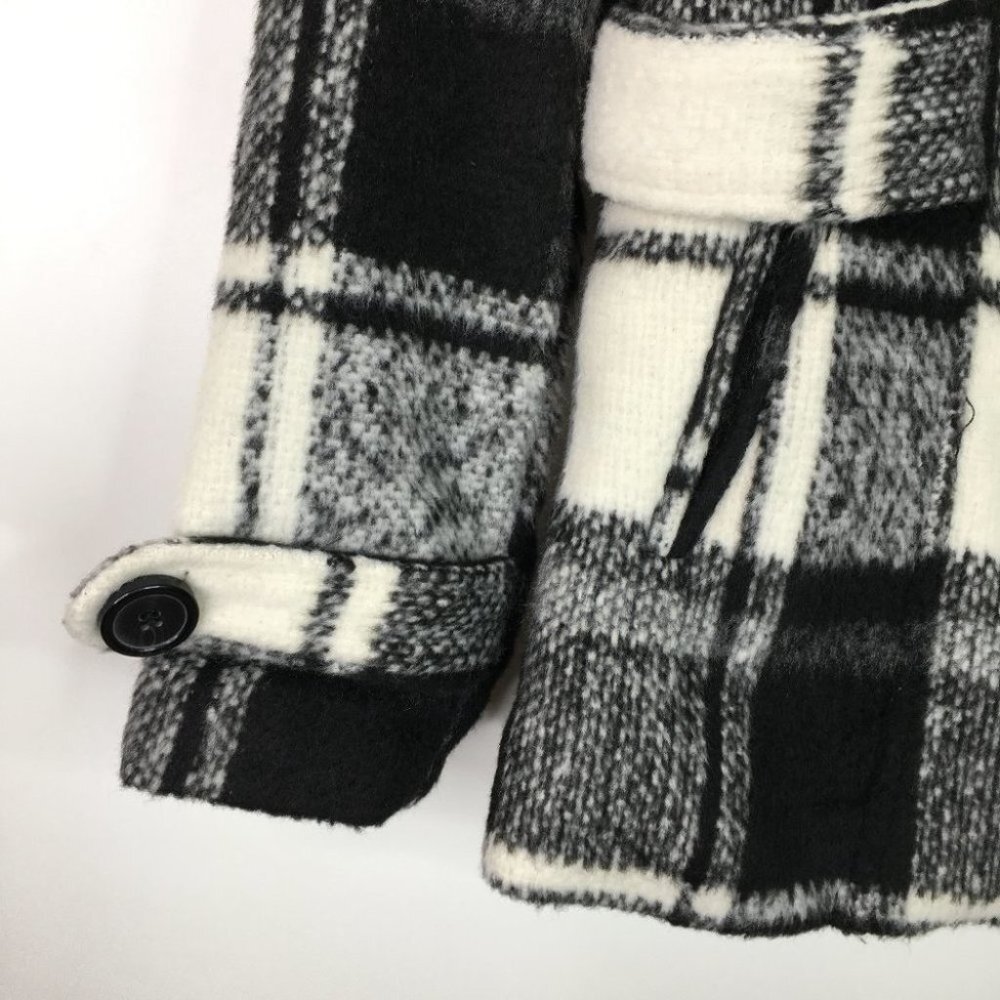 Forever 21 Black and White Plaid Double-Breasted Peacoat - Picture 6 of 10